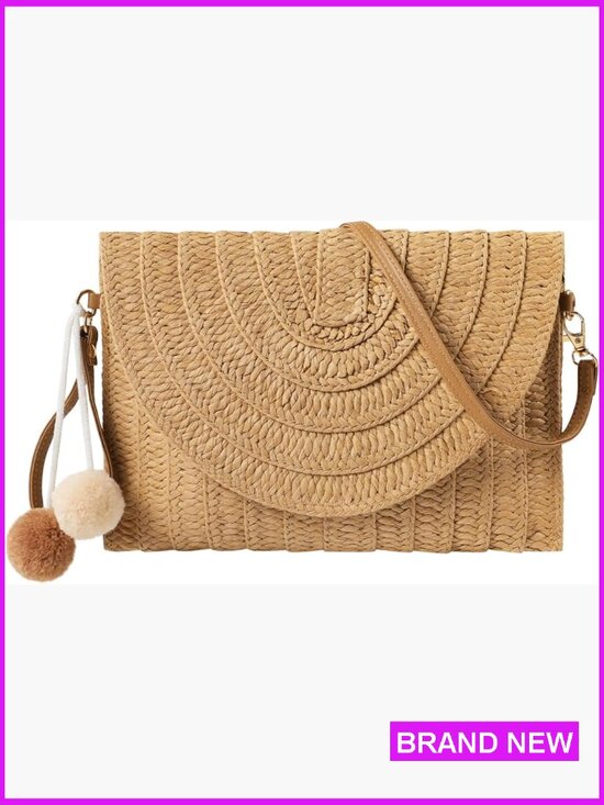 Handbags - Woven Straw Crossbody Bag Handmade Summer Beach Purse Clutch Shoulder